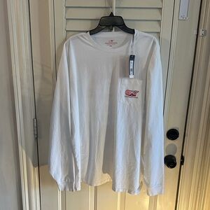 Vineyard Vines Men's White Long Sleeve Tee with Logo
